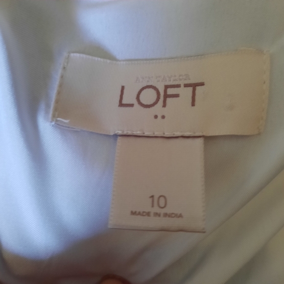 Loft Striped Blue White Mini Sun Dress Size 10 Linen Blend - Picture 6 of 8